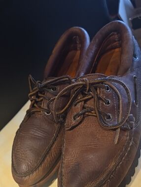 Men's 8 M Vintage Timberland Brown Thick Heavy Leather Lace-Up Boat Shoes C